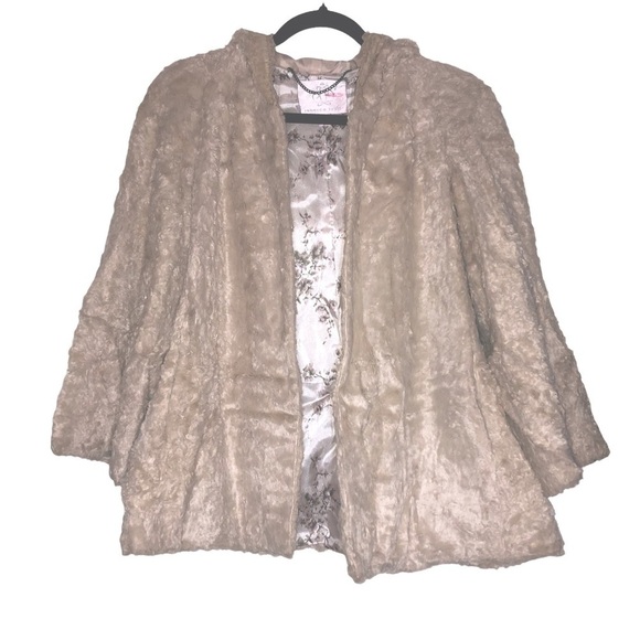 Rebecca Taylor Faux Fur Beige Long Sleeve Soft Jacket